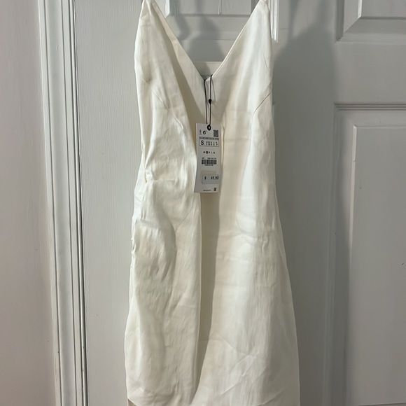 Zara Rustic Asymmetrical Dress Ivory NWT - Picture 5 of 6